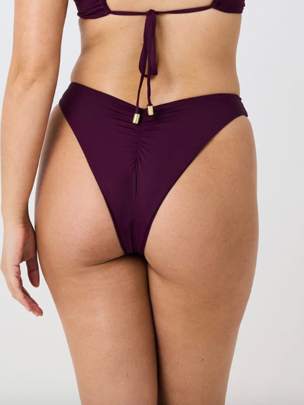 TOCO Toco Ruched Cheeky Bikini Bottoms Plum Purple Size XS NWT